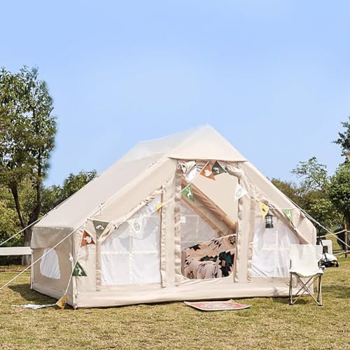 Zelte for Camping, aufblasbares Glamping-Zelt mit Pumpe, großes Oxford-Campingzelt for 4–6 Personen, wasserdichtes aufblasbares 4-Jahreszeiten-Zelt for den Außenbereich, Aufbau mit Tragetasche