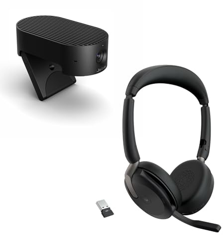 Jabra Evolve2 65 Flex - Wireless Stereo Headset - Certified for MS Teams PanaCast 20 4K AI-powered Video Conferencing Camera (bundle)