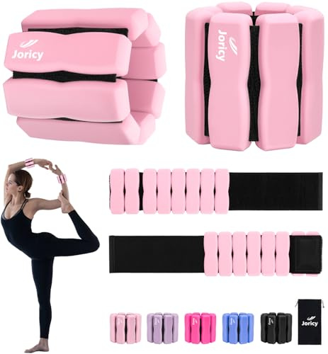 Wrist Ankle Weights for Women Men, Leg Arm Wrist Weights Bangles 1lb*2 Wearable Weights Pilates Weighted Bracelet for Strength Training Walking Swimming Yoga Physical Therapy Pink