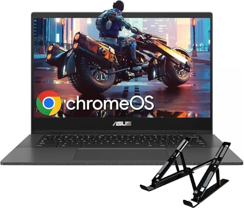ASUS Laptop Chromebook CM1402 2024, pantalla FHD de 14 pulgadas, MediaTek Kompanio 520, 4 GB de RAM, 64 GB eMMC, gráficos MediaTek, Bluetooth, Wi-Fi, Chrome OS, con tarjeta SD de 256 GB, soporte para