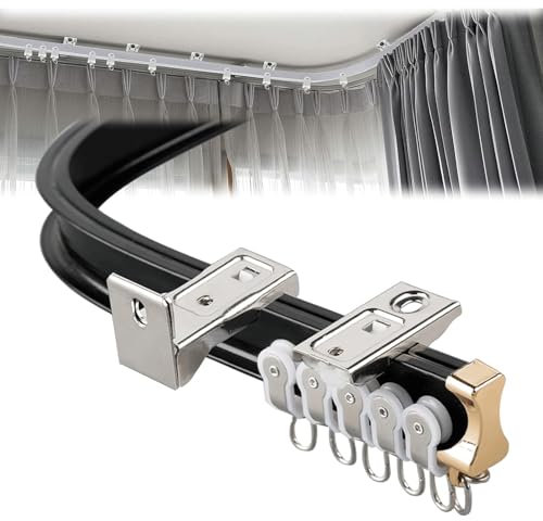 Flexible Vorhangschiene aus Aluminium – Laufschiene an Wand/Decke mit Befestigungshaken für Duschvorhänge oder Raumteiler