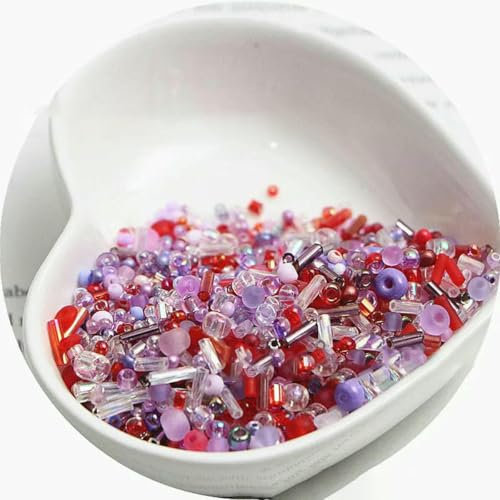 10/30 g Glasreisperlen, gemischt, handgefertigt, lose Perlen, für Armbänder und Halsketten, runde Perlen, Materialpaket, Fuchsia, 30 Gramm