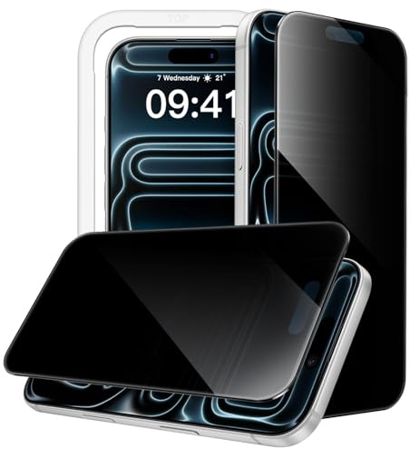 JETech 360 Grader Privat Skärmskydd för iPhone 17 Pro 6,3-Tum, 4-Vägs Anti-Spion Härdat Glasfilm med Enkelt Installation Verktyg, 2-Pack