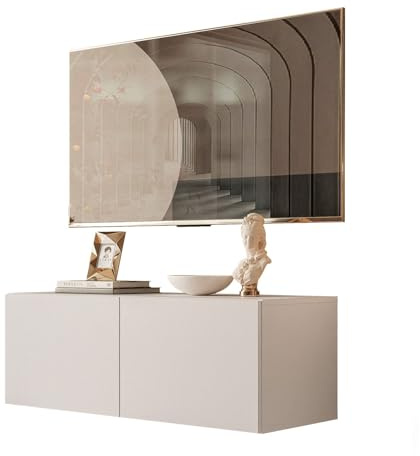 Lookway COLGANTE 100 cm TV-Schrank in Kaschmir Matt – Hängende TV-Konsole mit optionaler LED-Beleuchtung (mit LED Beleuchtung)