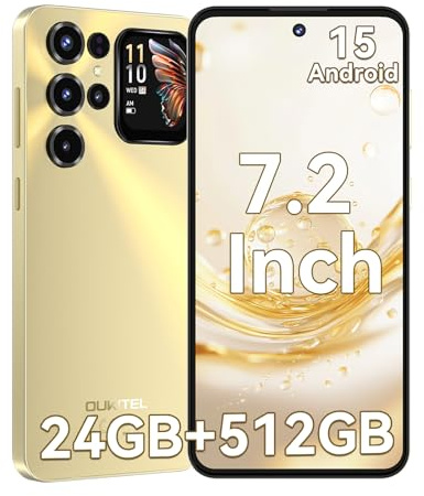 OUKITEL C68Plus Smartphone - 24GB+512GB, 7,2 120Hz Display, 64MP+8MP Kamera, 6000mAh, Android 15, Dual SIM, Zweitdisplay (hinten), Handy Ohne Vertrag NFC+Gemini AI Gold