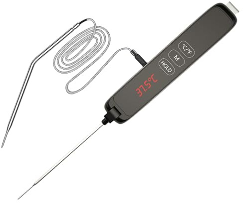 Javoryxh Thermomètres Numériques De Cuisine Professionnels Écran LED Conception Étanche pour Un Contrôle Précis La Température dans La Cuisson Thermomètres À Friture avec Crochet Suspension