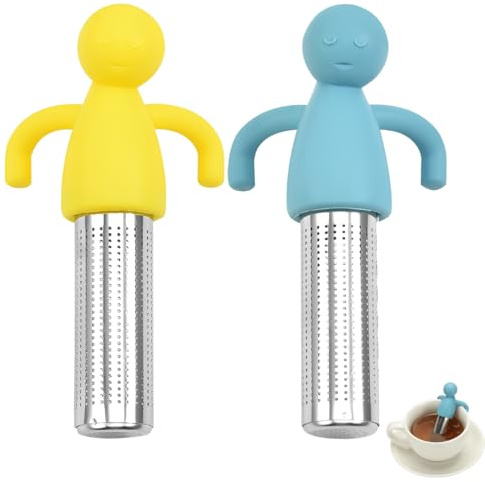 YIPFEN Set di 2 Infusori per Tè in Microfibra, con Filtro in Acciaio Inox e Silicone di Alta Qualità, Design Moderno, Ideale per Tè Sfuso e Spezie, Adatto a Tazze e Teiere