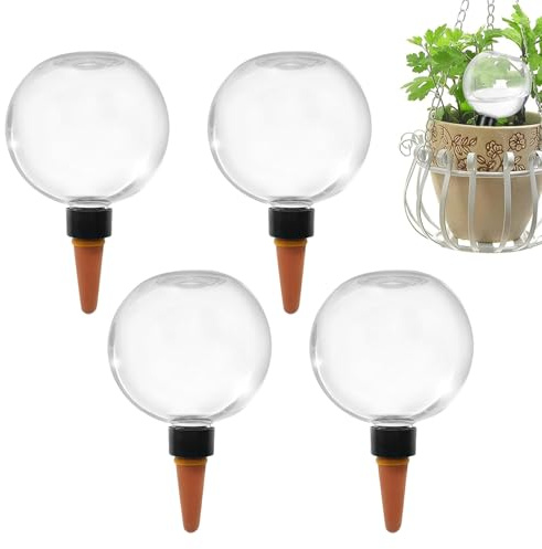 JUNANDHBAO 4 stycken bevattningskulor, 500 ml automatiska växtbevattningsanordningar, vattendispenser växter, självbevattning bevattningskula för bevattning av rum balkong och trädgård