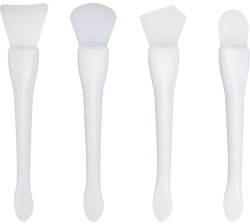 WOFASHPURET Set de 4 Brochas para Mascarilla Facial de Silicona de Color Claro Doble Cabezal, Aplicación Uniforme y Agarre Cómodo para Mascarilla Doméstica