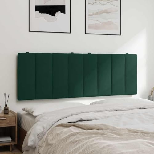 zylophax Kopfteil-Kissen Hanko Dunkelgrün Samt 140 cm gepolstert mit Schaumstofffüllung, Wandkissen für Schlafzimmer, Rückenlehne und Betthaupt, modernes Polsterzubehör zum Anlehnen und Sitzen