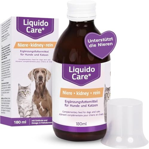 LiquidoCare Niere 180 ml – Ergänzungsfuttermittel für Katzen und Hunde – Goldrute, Selen & Vitaminen zur Unterstützung der Nierenfunktion – Appetitanreger schmackhaft & nährstoffreich