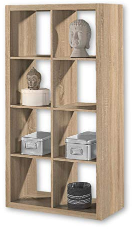 STYLE Modernes Würfelregal Eiche Sonoma Optik, ideal für Faltboxen - Praktisches Raumteiler Regal mit offenen Fächern - 77 x 147 x 38 cm (B/H/T)