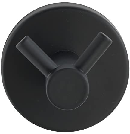 WENKO Wandhaken Duo Mod. Bosio Black matt, Edelstahl, inkl. Schraubmaterial, Ø 5,5x5,5 cm, Schwarz matt