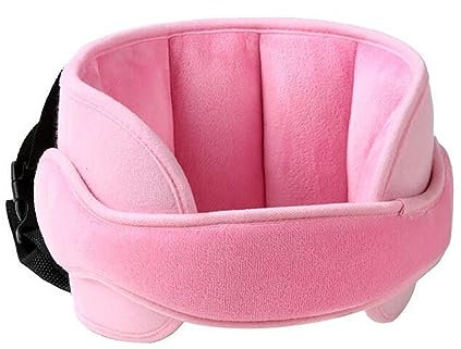 LATRAT Ceinture d'aide à la Tête pour Siège d'auto pour Enfant, appuie-tête réglable pour siège de sécurité enfant, Confortable Cale Cou Oreiller Tête Fixation Holder Repose Protéger Coussin, Rose