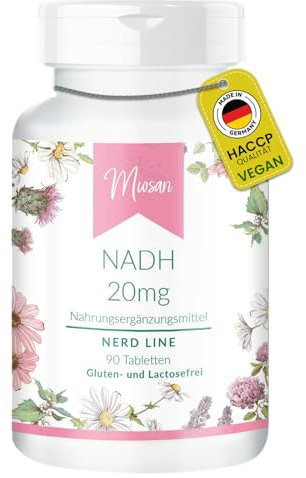 NADH 20mg - NERD LINE - 90 Tabletten - Hochdosiert - 100% Vegan – Herstellung & Laborprüfung in Deutschland | MIOSAN® CLUB - Exklusives Wohlbefinden