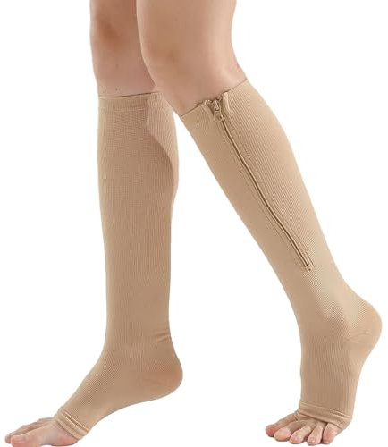Mdrcg Kompressionsstrümpfe Mit Reißverschluss,Open Toe Compression Stockings,Thrombosestrümpfe Kompressionssocken,Stützstrümpfe Für Krampfadern, Ödeme,D,XXL