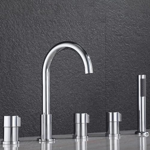 Mitigeur de Baignoire 5 Trous Mitigeur de Baignoire avec Douche Mitigeur Baignoire Mitigeur de Douche Chrome Moderne