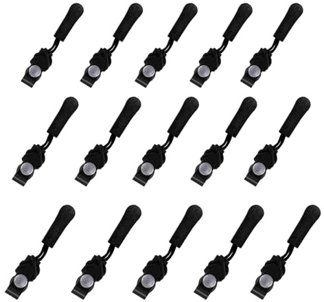 FloralGrace 15 Stück Universelles Reißverschluss Reparatur Set, Sofort Zipper Fix Kit, Mini Einstellbarer Zipper Reparatur, Rutschfester Metall Zipper Fix (Groß, Mittel, Klein)