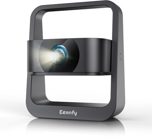 Eeenfy Mini Proiettore Portatile, Smart Proiettore Home Cinema con App Integrata, Rotazione di 270°, 1080P, 350ANSI, E-Focus/Keystone, Videoproiettore WiFi Bluetooth per Esterni/Telefono, Grigio Scuro