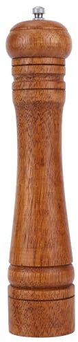 Wooden Pepper Grinder, 10.6in Wood Manual Refillable Pepper Mill Shakers with Adjustable Ceramic Rotor Coarse to Fine Grind for Kitchen Use