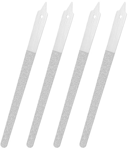 4 PCS Diamond Deb Nail File Double Sided Fingernail Files Stainless Steel Nail Filer with Sharp Pointed Tip Metal Nail Files for Natural Nails Manicure Pedicure Toenails Tools for Salon Home