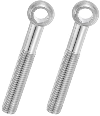PATIKIL 2 Pcs Perno De Ojo Giratorio Con Hombro M12x90mm, Acero Inoxidable 304 Roscado Métrico Media Caña Ojo De Pez Agujero Deslizante Perno De Izaje De Sujeción Metálicos, Color Plateado