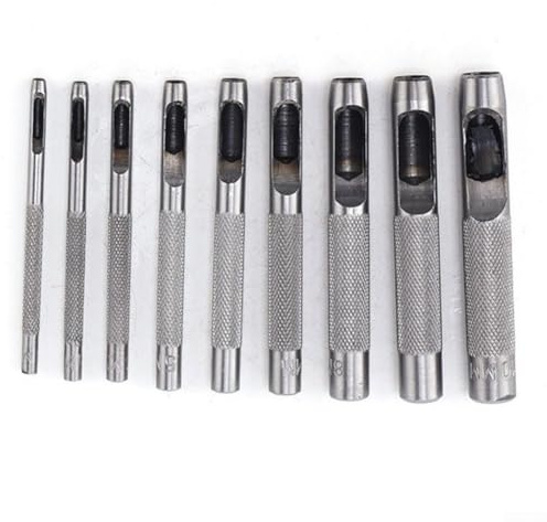 Lot de 10 outils à main pour perforateur de cuir, kit de perçage creux de 1 à 10 mm, tube traité thermiquement, pour travaux manuels, joints en plastique, vinyle, caoutchouc