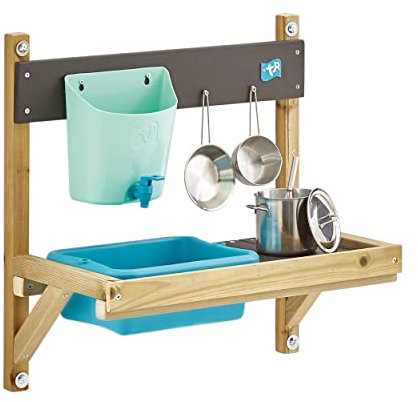 TP Toys Early Fun Playhouse Accessory FSC Bolt on Mud Kitchen Attachment für EIN Spielhaus enthält Wasser Butt, Splash Wanne, Töpfe, Mischen Schneebesen Messy Play, Holzfarben