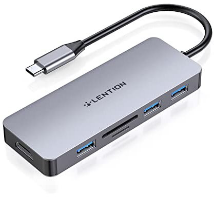 LENTION 6-in-1 Hub USB C a HDMI 4K, 3 USB 3.0, Lettore di Schede SD/Micro SD, Adattatore per 2024-2016 MacBook Pro, Nuovo Mac Air, iPhone 15 Plus PRO Max, Surface PRO 9 (C18, Grigio Spazio)