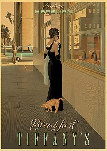 Fymm丶shop Frühstück Bei Tiffany Filmplakat Wand Retro Poster Kunst Gedruckt Gemälde Wandaufkleber Rahmenloses Gemälde 50X70CM (A3360)