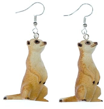 Miniblings Meerkats Meerkat örhängen – handgjorda modesmycken I Zoo djur prärie hundsittande 38 mm – hängare