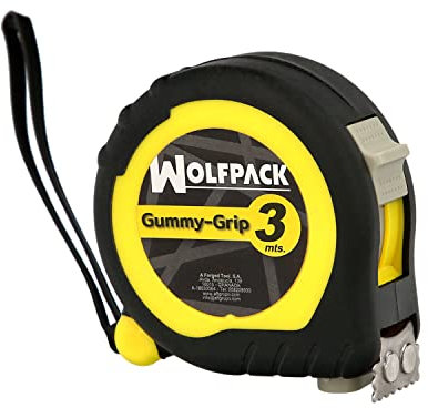 WOLFPACK LINEA PROFESIONAL - Flexometro Gummy Grip Con Doble Freno Longitud 3 Metros Ancho 16 mm. Magnetico.Metro Medición, Metro Magnetico, Hogar, Bricolaje