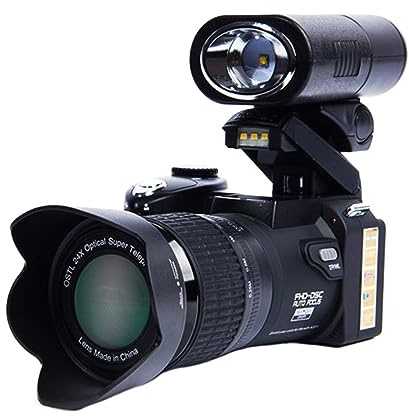 Cámaras DSLR Digitales De Gran Angular For Fotografía Teleobjetivo 24X Zoom Óptico 1080P Video Recorder Auto Focus Photo Camcorder cámara de Alta definición (Color : 64G SD Card, Size : with Flashli