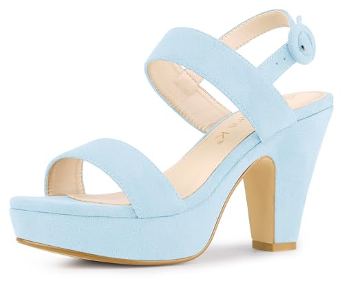 Allegra K Women's Slingback Platform Heels Chunky High Heel Sandals | 4,1 inches Heels for Women, Slingback Block Heel Sandals for Party, Comfortable, Summer Dressy Shoes
