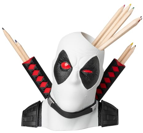 Grupo Erik Deadpool Figur Stiftehalter Marvel Deadpool X-Force Schreibtisch Organizer - Stifköcher Schreibtisch Zubehör Offizieller Marvel Fanartikel - Stifte Organizer