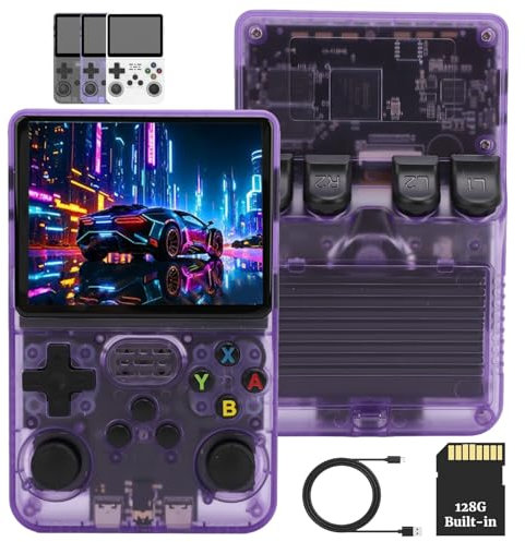 R36S Handheld Games Console, Portable Retro Gaming Consoles with 3.5 Inch IPS Screen,3000mAh Battery,64GB/128GB Memory, NO TF Card Included (128G)