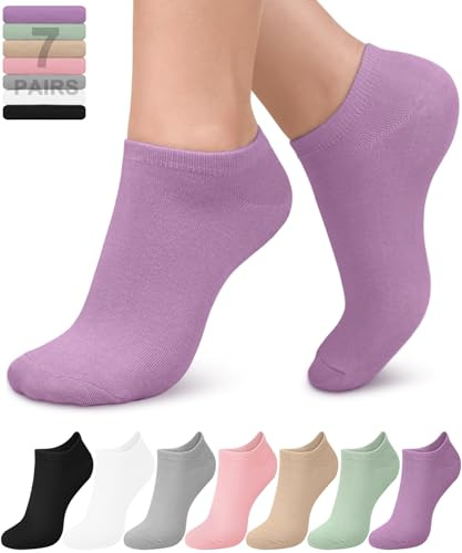 FuelMeFoot 7 Pairs Women's Viscose Bamboo No Show Socks Classic Low Cut Casual Running, Athletic Socks