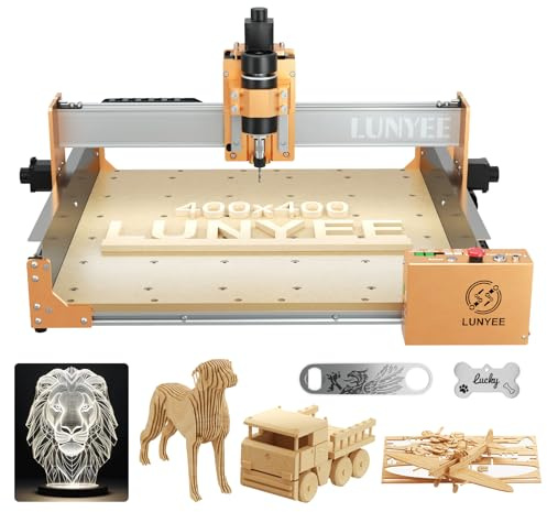 LUNYEE 4040 PRO CNC Router Machine, 3-Axis All-Metal with Ball Screw and Dust-Proof X/Y Axis, GRBL Control, 15.7” x 15.7” x 3.1” Working Area for Wood, Metal, Acrylic Engraving & Cutting