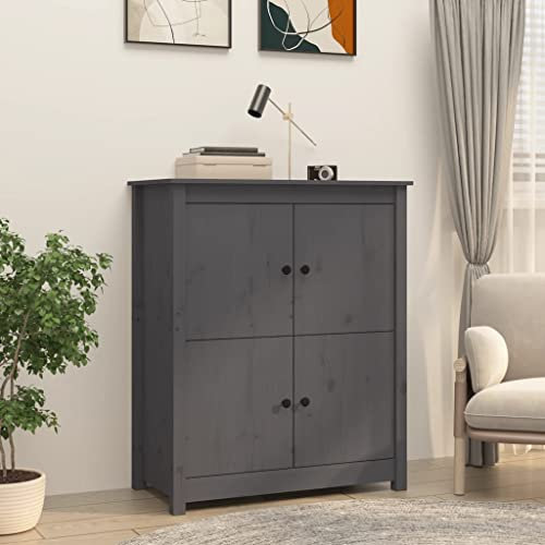 MOBCANT Sideboard, Storage Cabinet Barschrank Kaffeebar Mehrzweckschrank Geeignet für Küche Korridor Wohnbereich Schlafzimmer Grau 83x41,5x100 cm Massivholz Kiefer