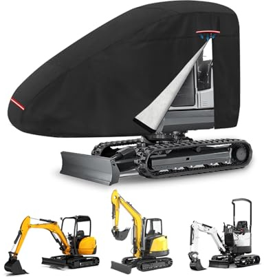 CEMOFE Protection Pelleteuse Housse de Pelleteuse Housse Extérieur pour Mini Pelle Protection UV Contre La Pluie avec Bande Réfléchissante Boucle Coupe-Vent et Fermeture éclair 300 x 160 x 74cm