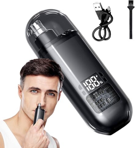 Tagliapeli per Orecchie e Naso | Elettrico Accessorio per Peli Nasali,Rasoio Senza Fili con Display Digitale Kit Strumenti Impermeabile per Sopracciglia