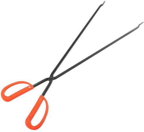 DOITOOL Charcoal Tongs and Yard Garbage Clamp for Barbecue and Fireplace Use, 60cm Red Plastic Flat Head Briquette Tongs for Outdoor Grilling and Waste Picking