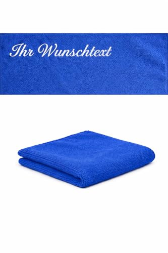 3DMB Personalisiertes Mikrofasertuch mit individuellem Stick – Hochwertig, saugstark & waschbar – Wunschname Bestickt – Ideal für Auto, Brille & Haushalt (Blau)