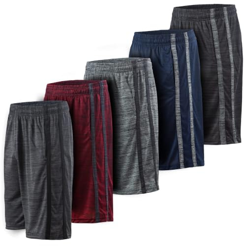 Essential Elements 5 pack: Herr aktiv snabbtorkande lätt atletisk träning gym dragsko basketshorts med fickor
