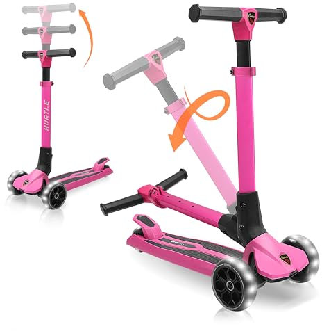 Hurtle Roller Kinder 3 Jahre, Kinderscooter, der Sichere Premium Kinder Roller, Dreiradscooter, LED Räder, Scooter Kinder Faltbar, 3 Stufen Höhenverstellbar, ab Kleinkind Junge Mädchen 3 4 5 6 Jahre