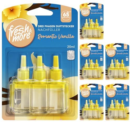 Fresh & More Nachfüller für 3Volution Romantic Vanilla (6er Pack) 20ml | Lufterfrischer, Raumduft-Nachfüllflakons, warmes Vanillearoma.
