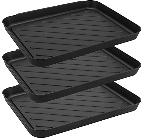 ZEONHEI 3 Stück Schuhabtropfschale, 40x30x3cm Schuhwanne Bodenschoner große Schuhmattenablagen, Schuhabtropfschalen Kunststoff mit erhöhtem Rand, Schuhabtropfgestell für Innen Außenbereich