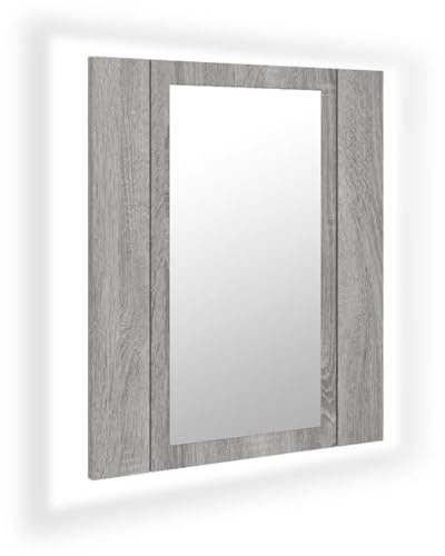 vidaXL LED-Spiegelschrank Grau Sonoma 40x12x45 cm Holzwerkstoff