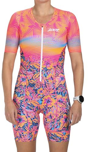 Zoot LTD Aero Triathlon-Anzug für Damen, kurzärmelig, Tri-Rennanzug, Primo-Stoff, zwei Taschen, Club Aloha, Größe XL
