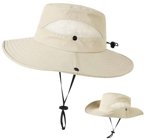 TAGVO Cappello da Pescatore con Archetto Regolabile per Uomo Donna Anti UV Traspirante Impermeabile Cappello Safari Uomo Escursionismo Cappello da Sole per Pesca, Escursioni, Campeggio, Ciclismo